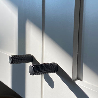 Knurled Matte Black Solid "Texture" Drawer Pulls and Knobs.