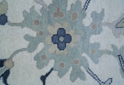 Idris Custom Made Modern Oushak Light Silver And Ivory Wool Area Rug.
