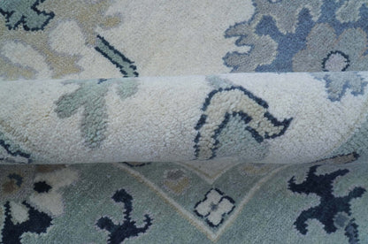 Idris Custom Made Modern Oushak Light Silver And Ivory Wool Area Rug.