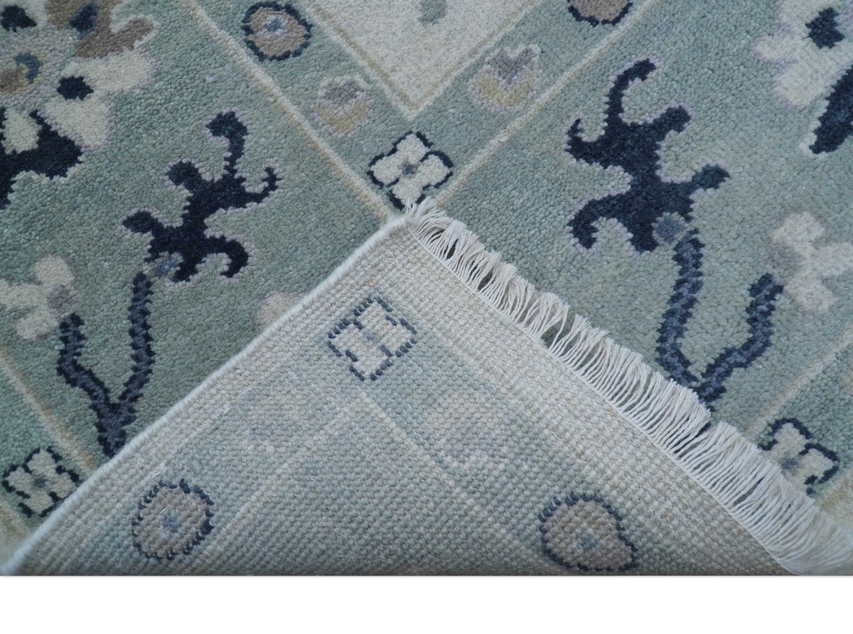 Idris Custom Made Modern Oushak Light Silver And Ivory Wool Area Rug.