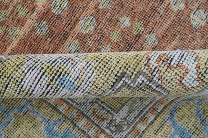 Idris Custom Made Peach, Rust And Beige Turkish Design Hand Knotted Wool Rug.