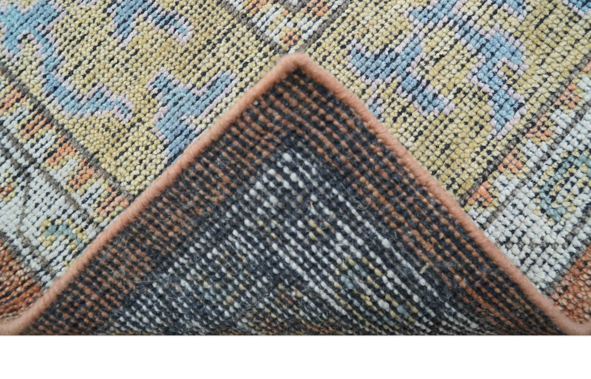 Idris Custom Made Peach, Rust And Beige Turkish Design Hand Knotted Wool Rug.