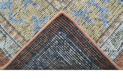 Idris Custom Made Peach, Rust And Beige Turkish Design Hand Knotted Wool Rug.