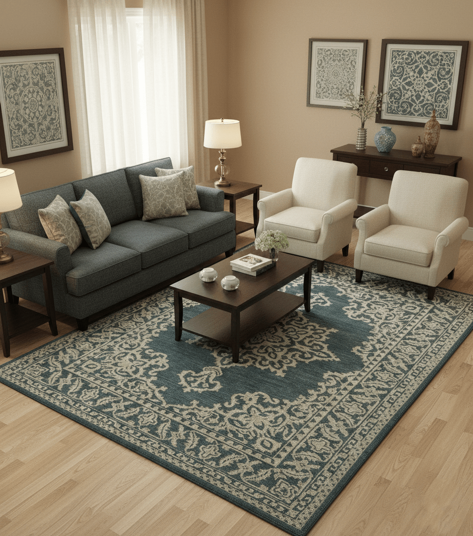 Idris Custom Made Turkish Design Gray And Ivory Hand Knotted Wool Rug.