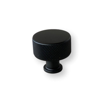 Knurled Round Knob "Texture" Cabinet Knob in Matte Black