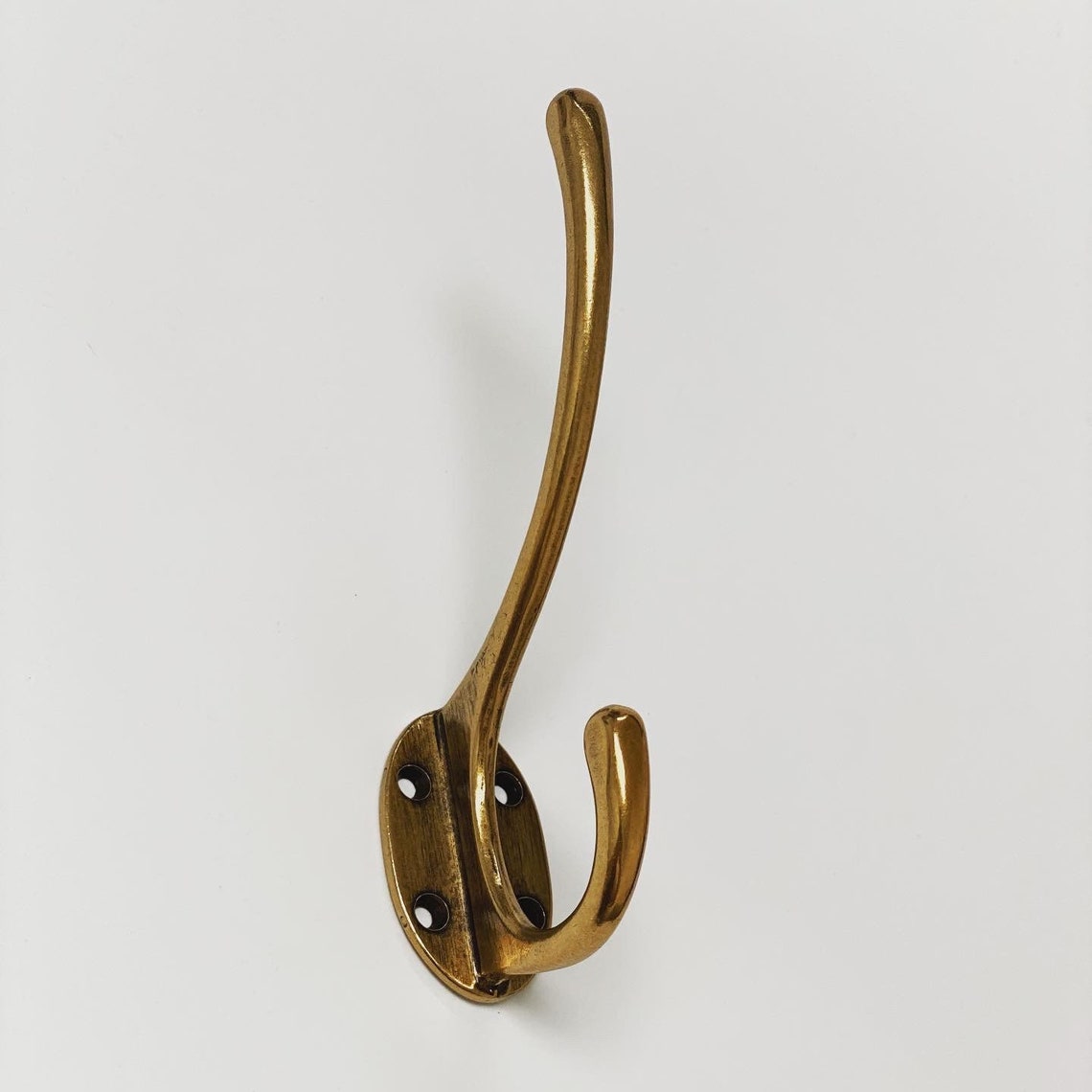 Large Antique Brass "Capri" Modern Wall Hat and Coat Hook.