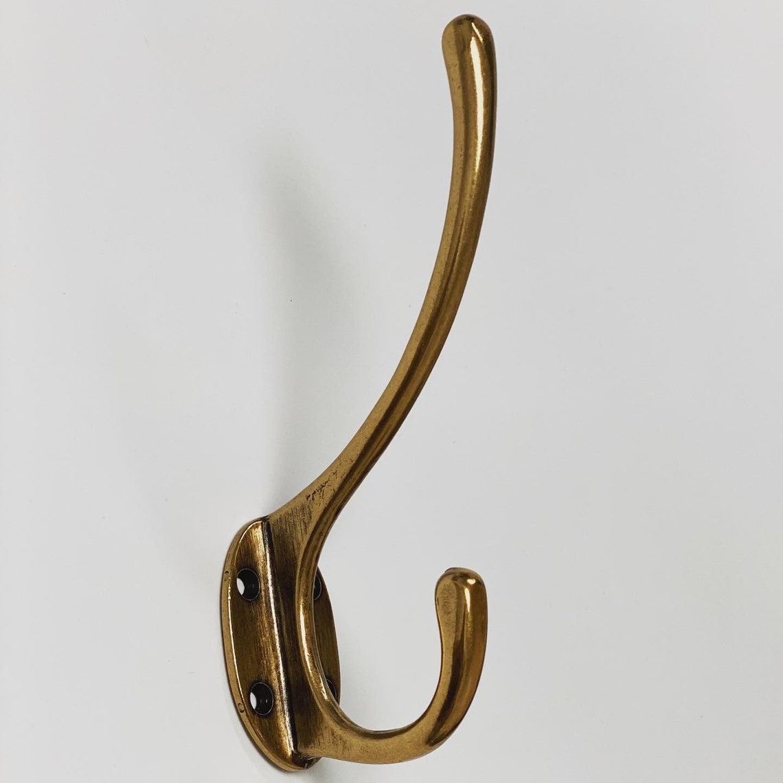 Large Antique Brass "Capri" Modern Wall Hat and Coat Hook.