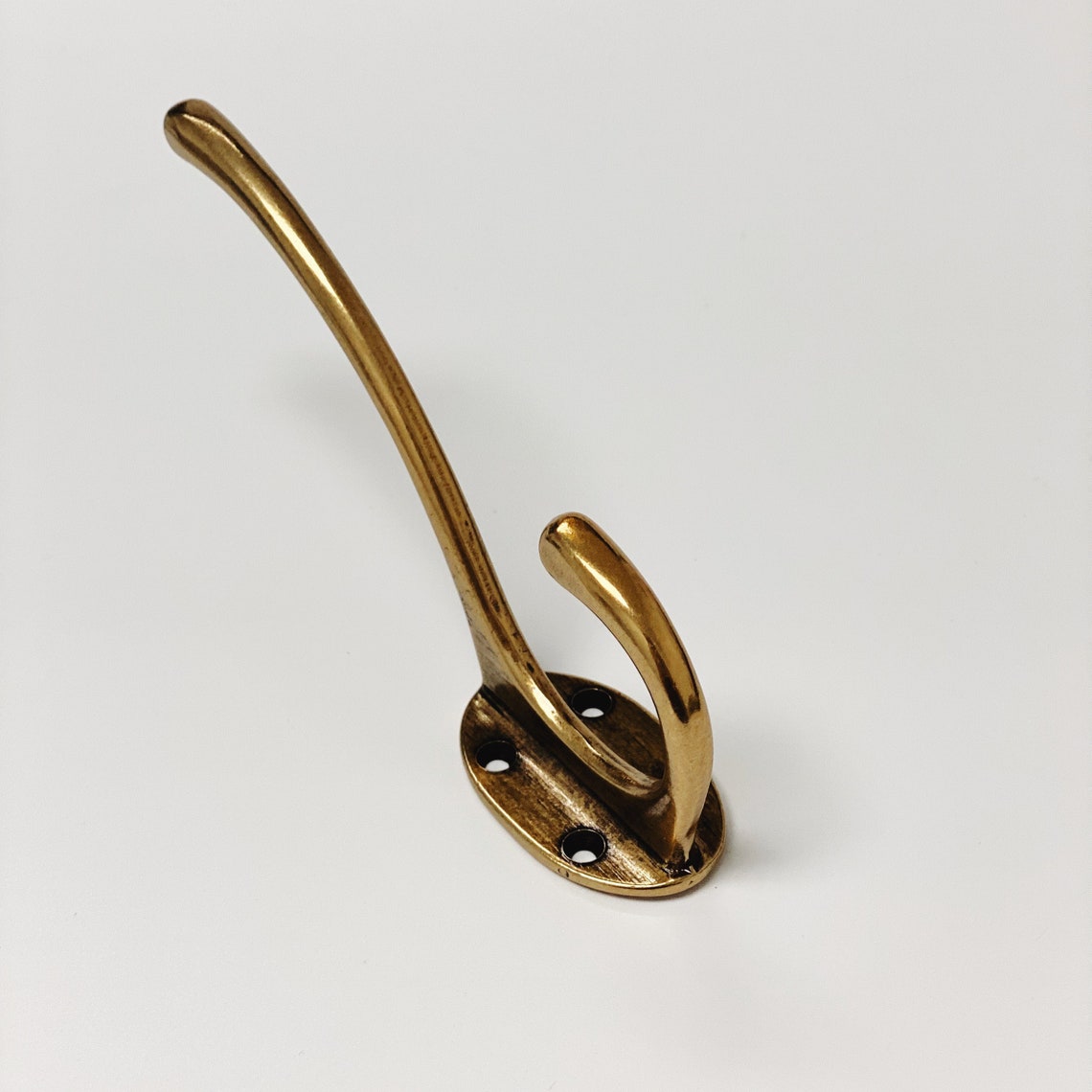 Large Antique Brass "Capri" Modern Wall Hat and Coat Hook.