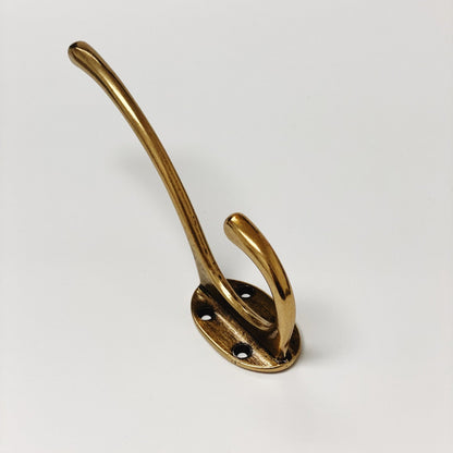 Large Antique Brass "Capri" Modern Wall Hat and Coat Hook.