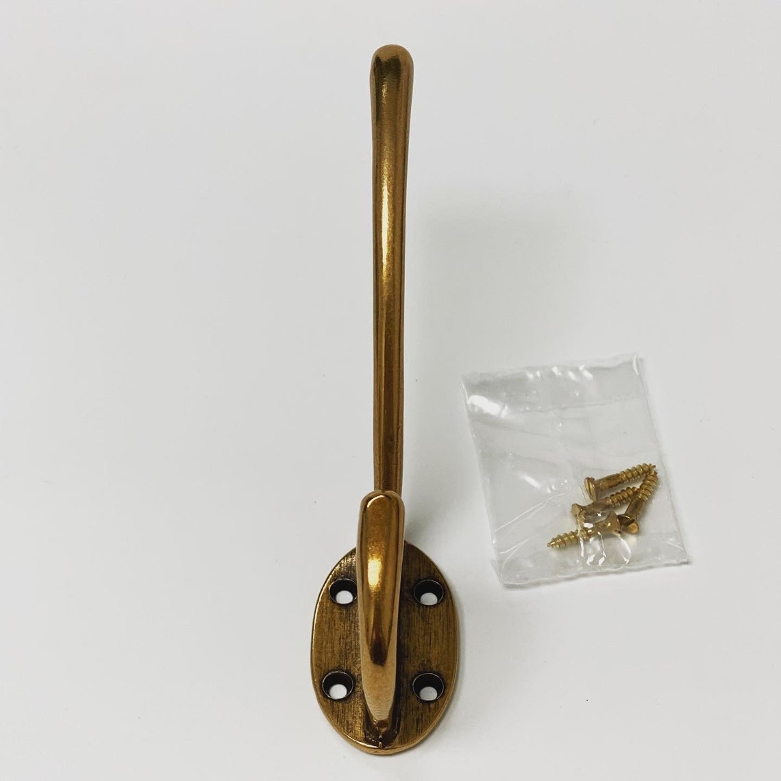 Large Antique Brass "Capri" Modern Wall Hat and Coat Hook.