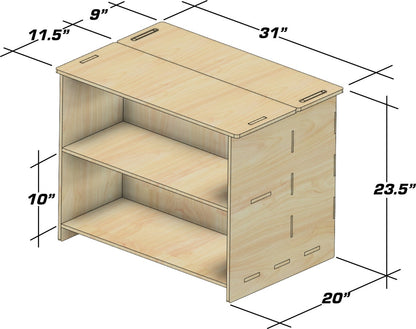 BEAU- Toy Shelf + Hidden Storage 31"