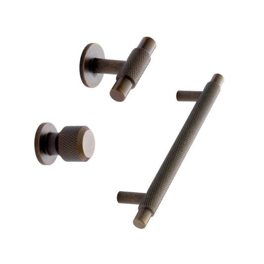 Knurled Antique Bronze "Manor" Cabinet Knobs and Drawer Pulls