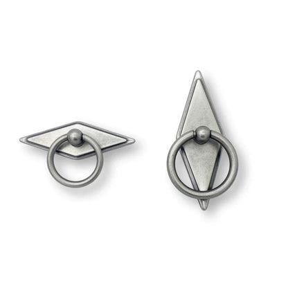 Rhombus "Ella" Antique Silver Ring Drawer Pulls with Backplate