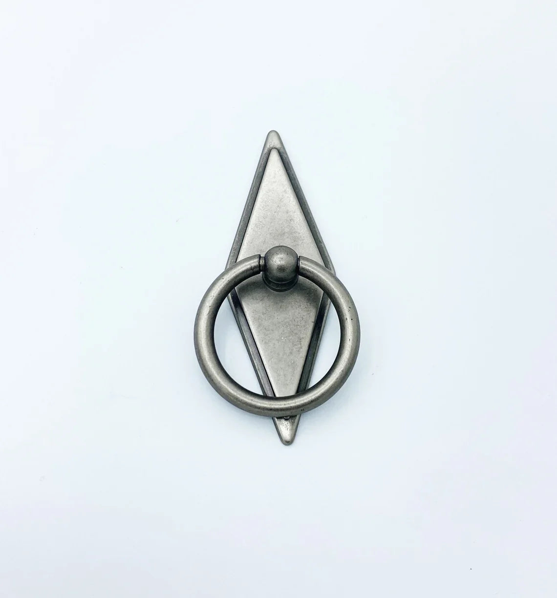 Rhombus "Ella" Antique Silver Ring Drawer Pulls with Backplate.