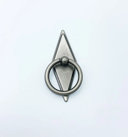 Rhombus "Ella" Antique Silver Ring Drawer Pulls with Backplate.