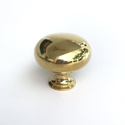 Unlacquered Brass "Eloise" Round Cabinet Knob.