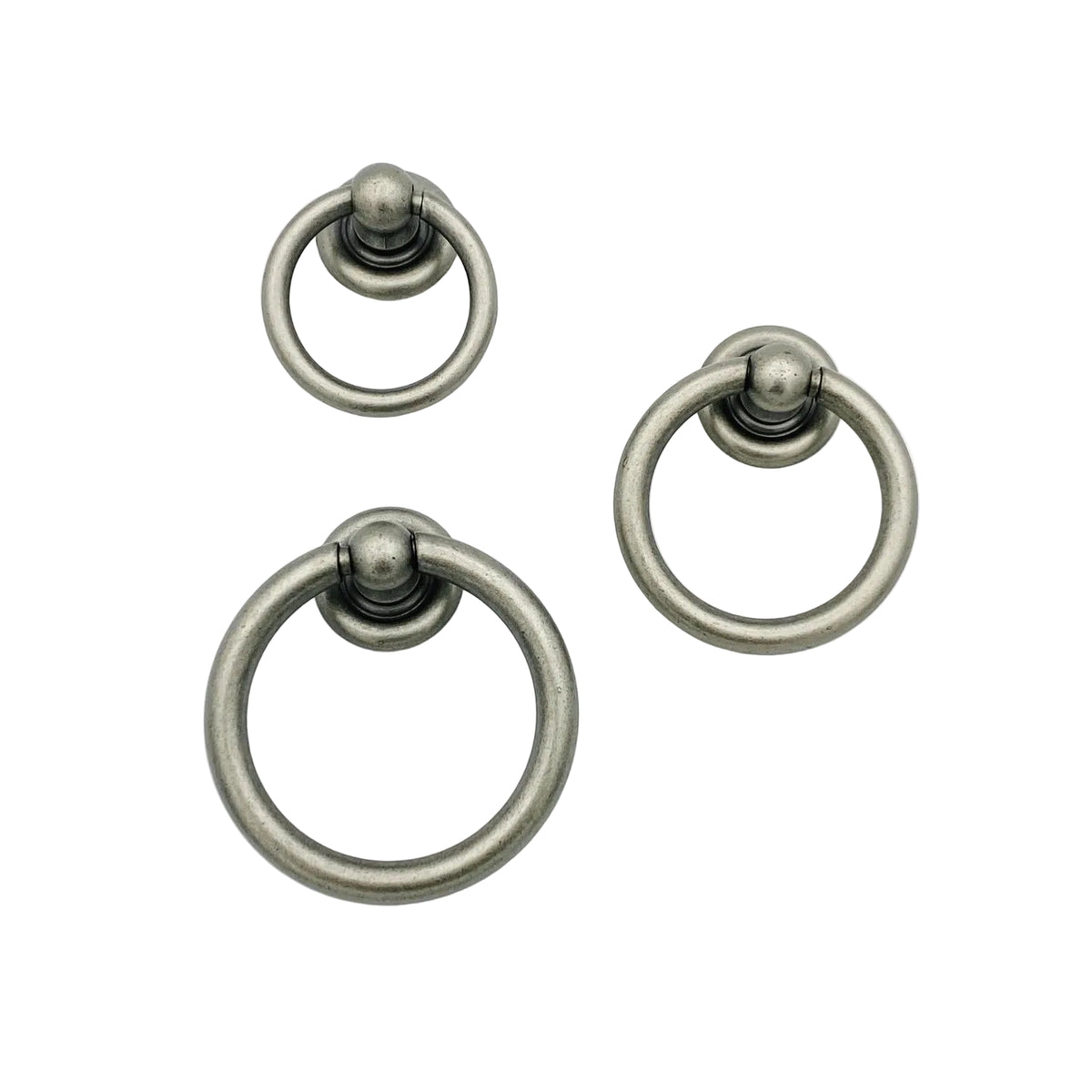 Plain Antique Silver "Capri" Ring Drawer Pulls.