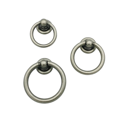 Plain Antique Silver "Capri" Ring Drawer Pulls.
