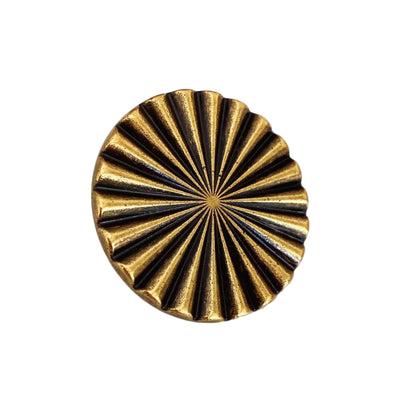 Reeded Antique Brass "Daisy" Round Cabinet Knob.