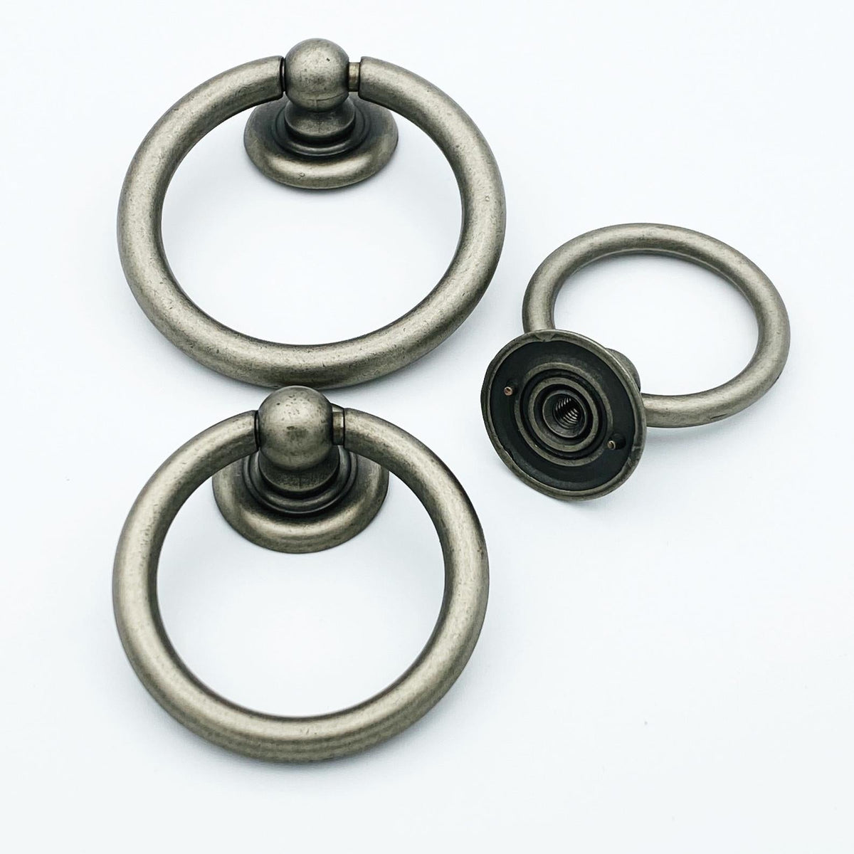 Plain Antique Silver "Capri" Ring Drawer Pulls.