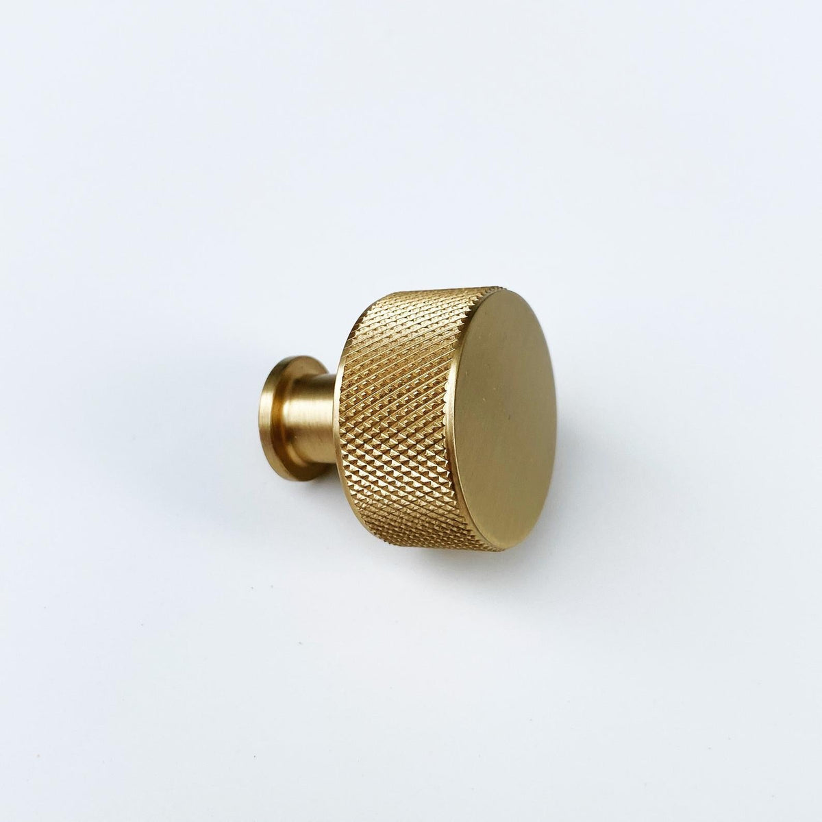 Brass Solid "Texture No.2" Knurled Drawer Pulls and Knobs in Satin Brass.
