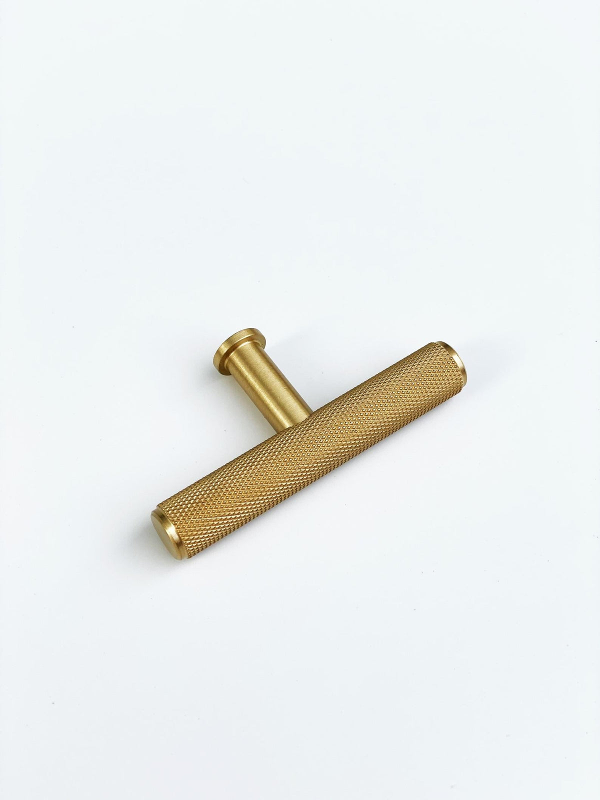 Brass Solid "Texture No.2" Knurled Drawer Pulls and Knobs in Satin Brass.