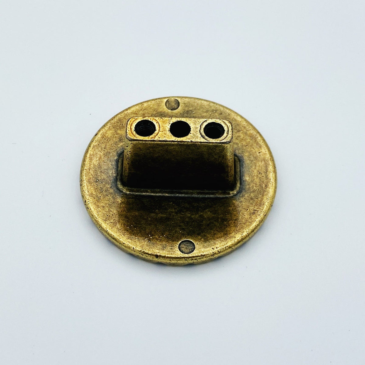 Reeded Antique Brass "Daisy" Round Cabinet Knob.