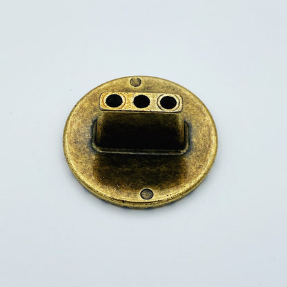 Reeded Antique Brass "Daisy" Round Cabinet Knob.
