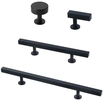 Lew's Square Bar Cabinet Knobs and Handles in Matte Black.