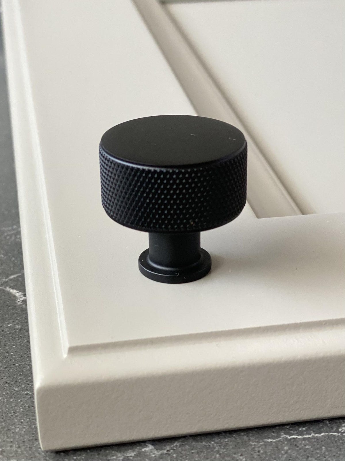 Knurled Matte Black Solid "Texture" Drawer Pulls and Knobs.