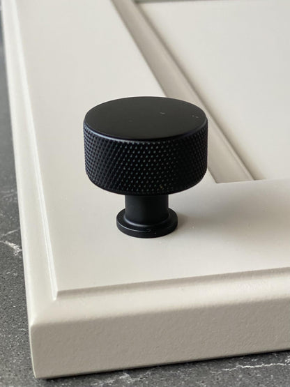 Knurled Matte Black Solid "Texture" Drawer Pulls and Knobs.