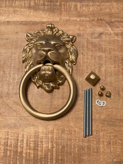 Satin Gold Lionhead Door Knocker.