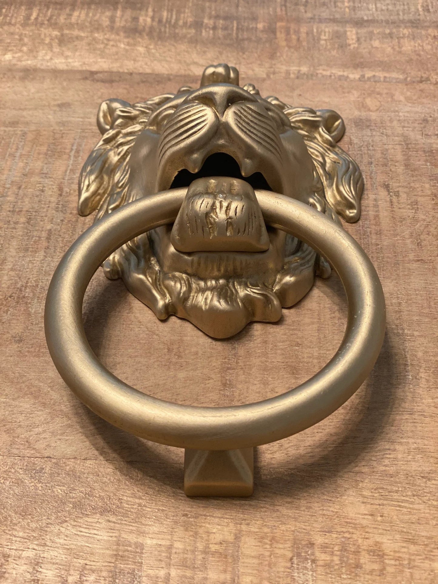 Satin Gold Lionhead Door Knocker.