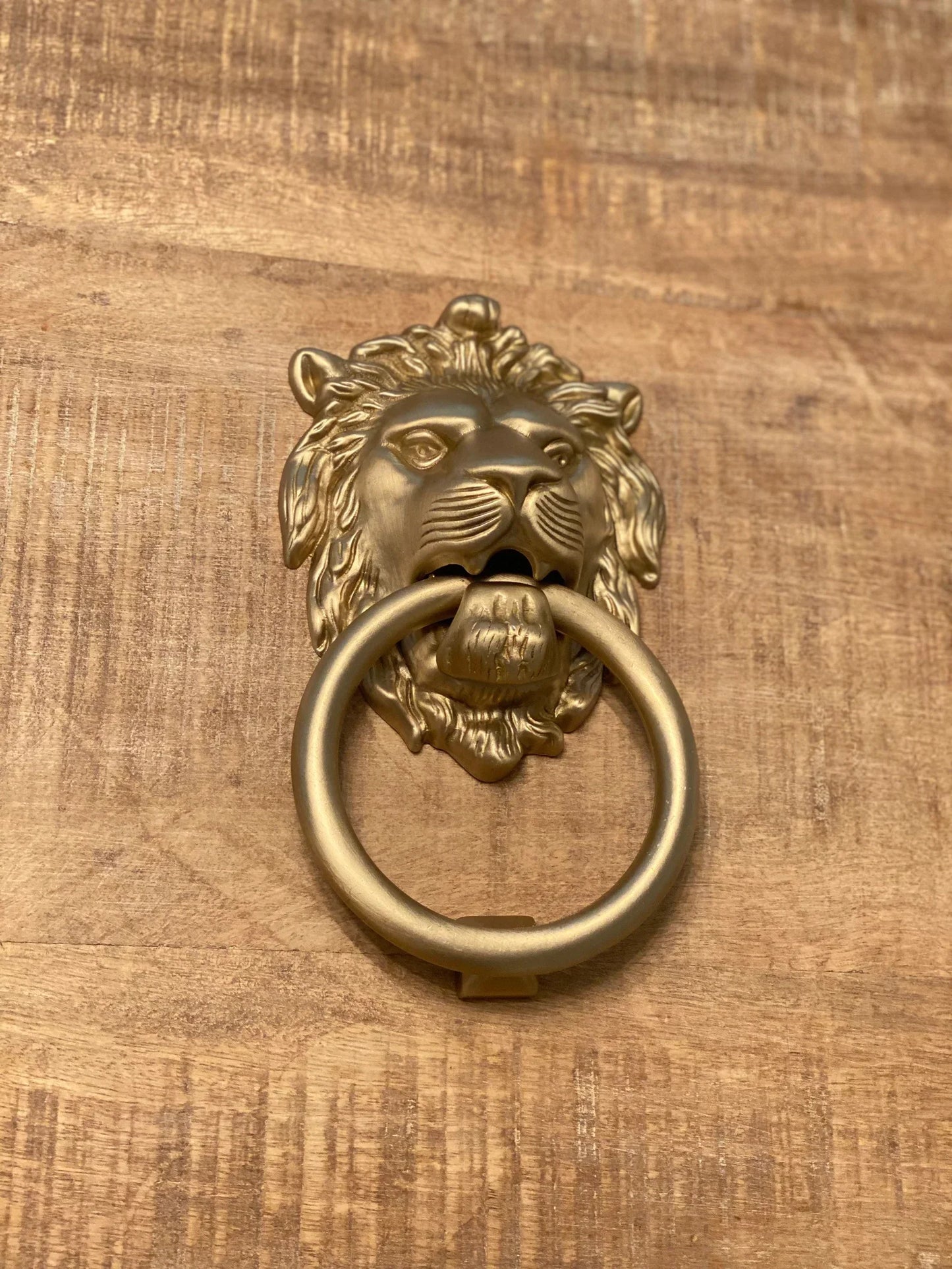 Satin Gold Lionhead Door Knocker.
