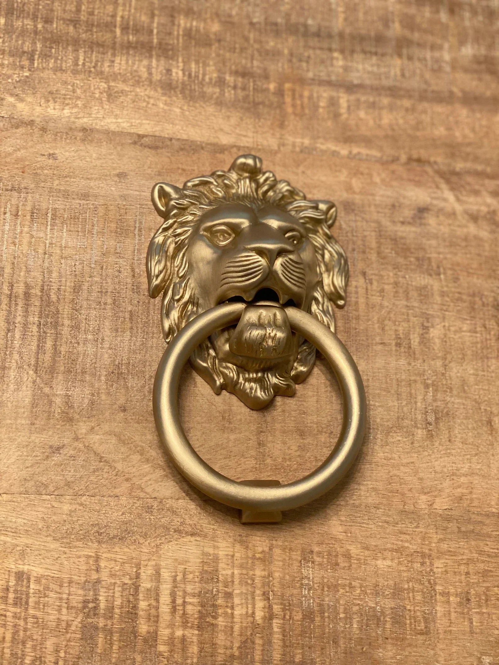 Satin Gold Lionhead Door Knocker.