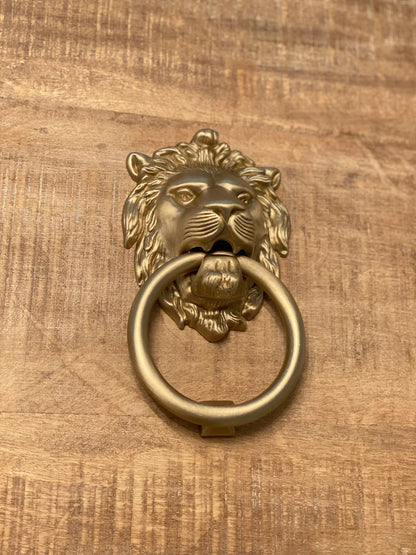 Satin Gold Lionhead Door Knocker.