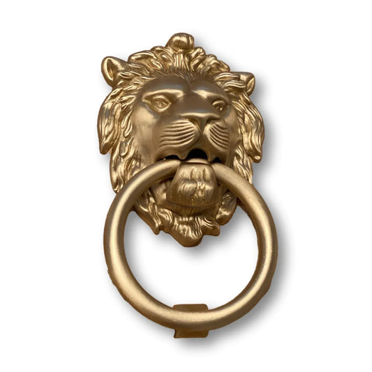 Satin Gold Lionhead Door Knocker.