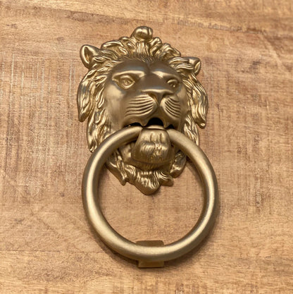 Satin Gold Lionhead Door Knocker.