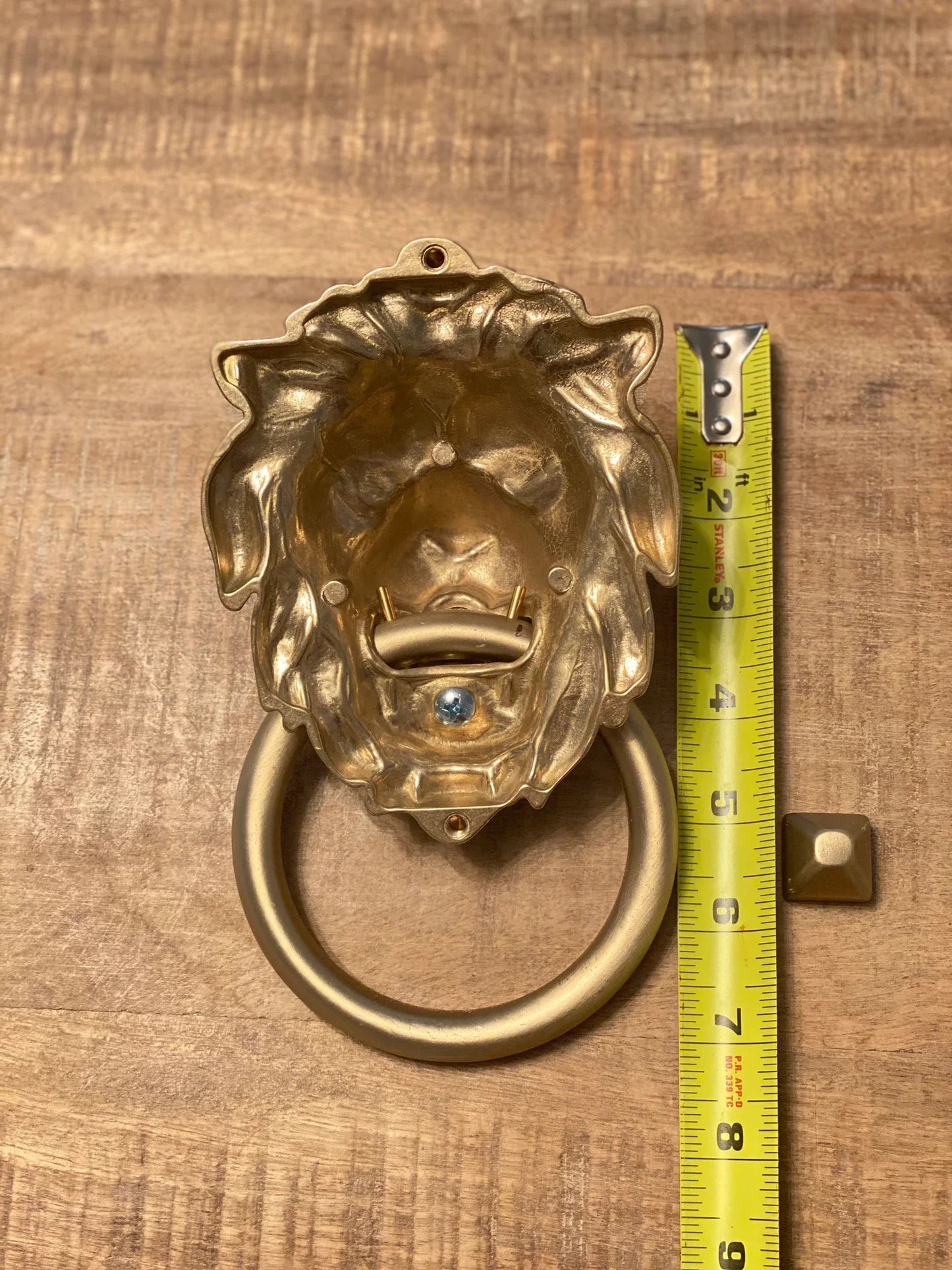 Satin Gold Lionhead Door Knocker.