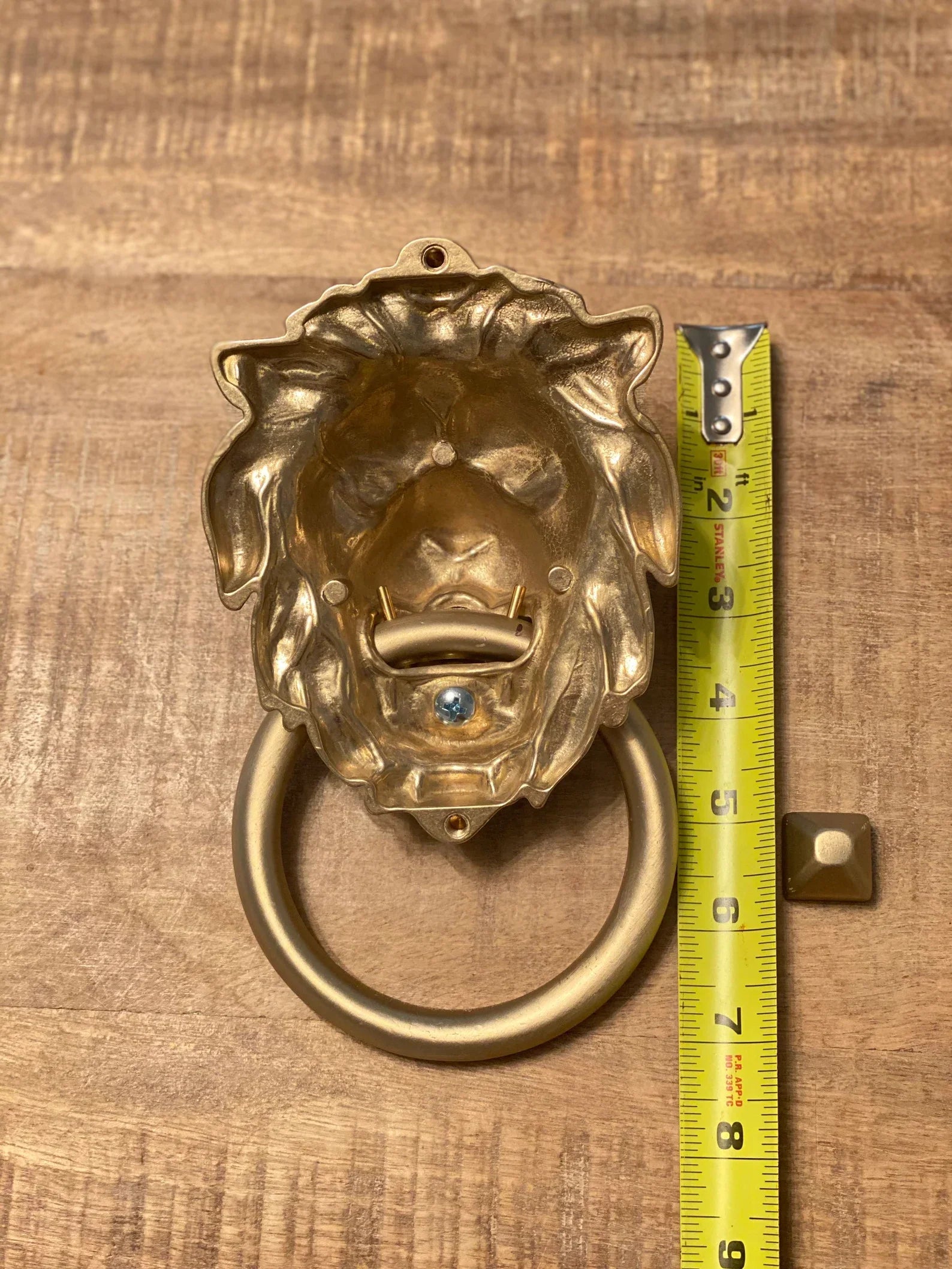 Satin Gold Lionhead Door Knocker.
