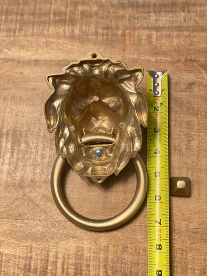Satin Gold Lionhead Door Knocker.