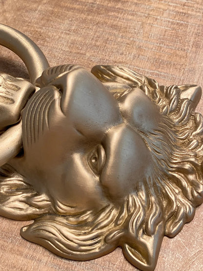 Satin Gold Lionhead Door Knocker.