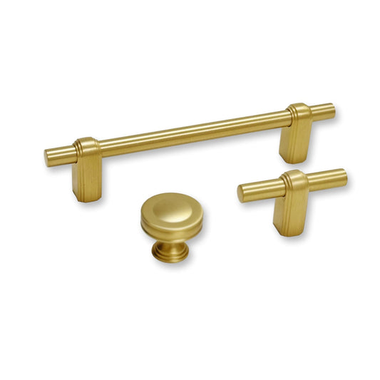 Satin Brass "Elliott" Drawer Pulls and Cabinet Knobs