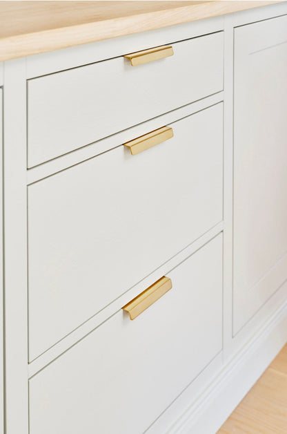 Unlacquered Brass "Patina" Edge Drawer Pulls.