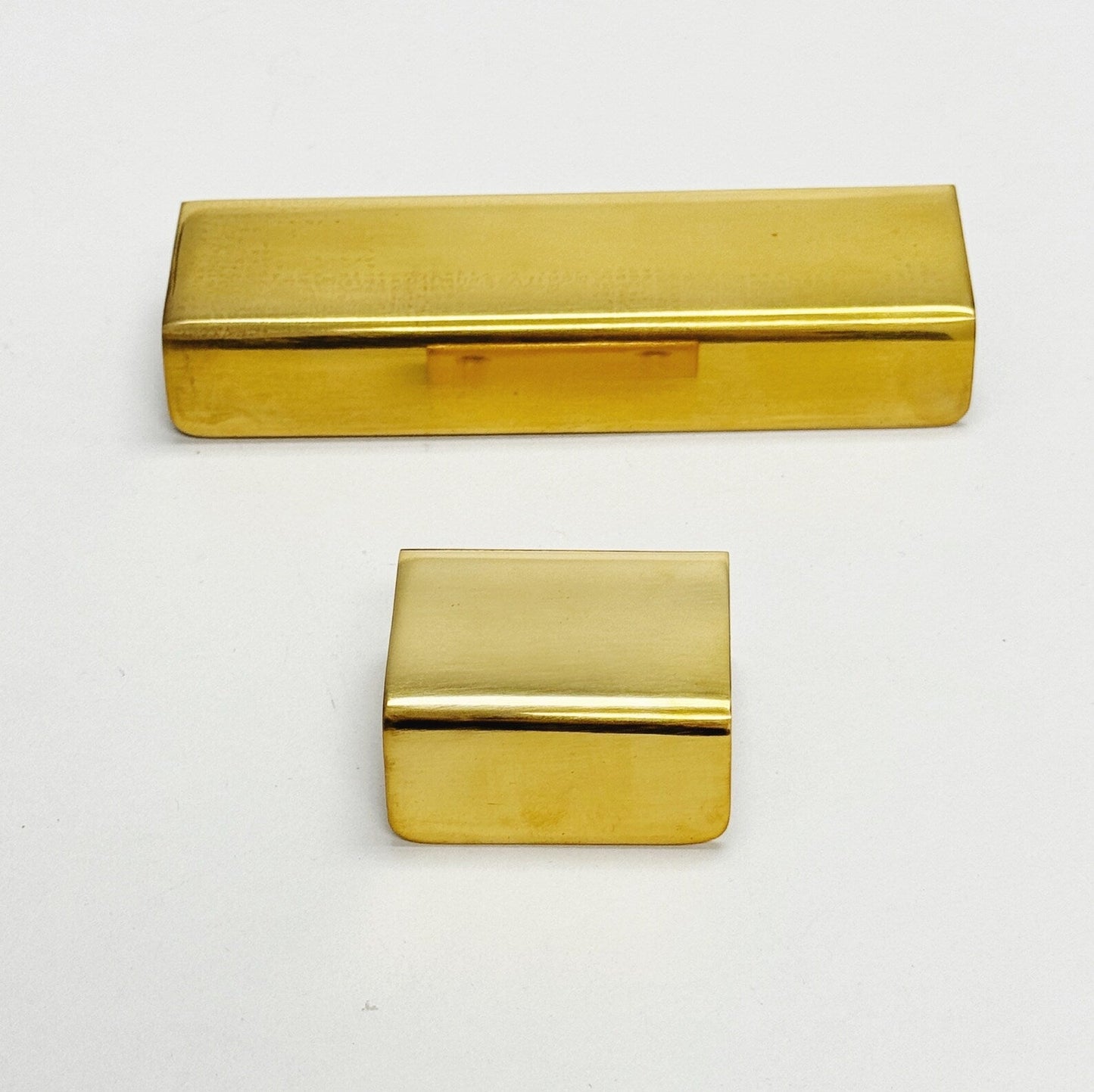 Unlacquered Brass "Patina" Edge Drawer Pulls.