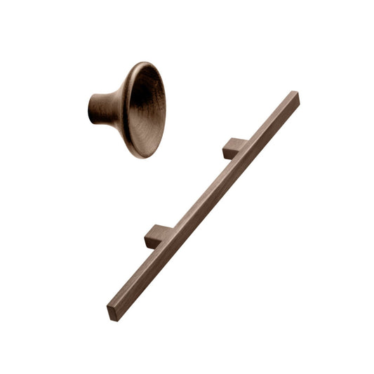 Walnut Wood "Japan" Cabinet Knob and Drawer Pulls.