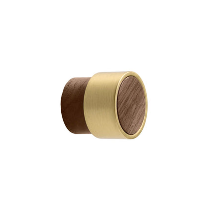 Oak, Walnut, Black and Brass "Radio"  Round Cabinet Knobs