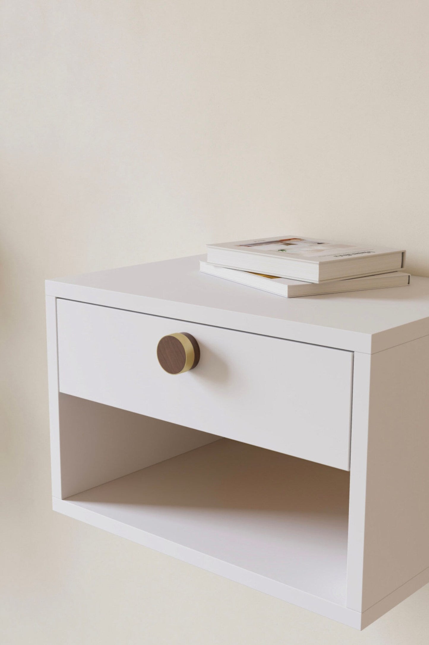 Oak, Walnut, Black and Brass "Radio"  Round Cabinet Knobs
