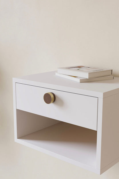 Oak, Walnut, Black and Brass "Radio"  Round Cabinet Knobs