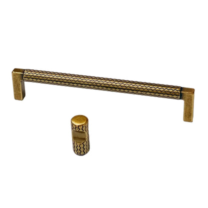 U-Shaped Antique Brass "Venice" Cabinet Knob and Drawer Pulls.